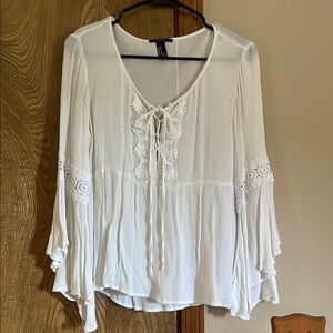 Boho Flowy White Lace Blouse
